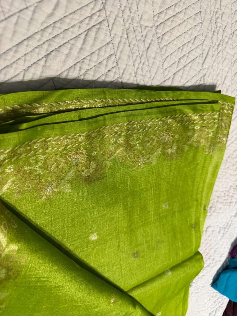 Light Green Embroidered Women’s Saari new silk